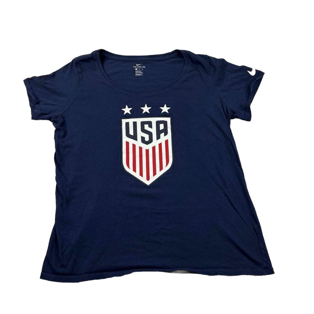 Nike Team USA T Shirt Womens XL Blue Short Sleeve The Nike Tee Logo On Sleeve